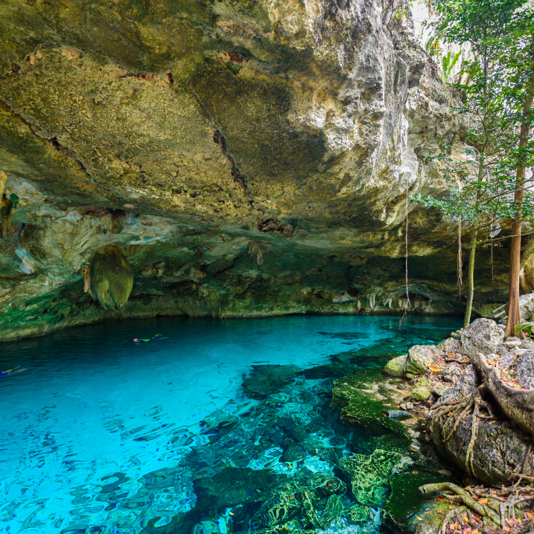 Eterio Cenote Dos Ojos con aguas de zafiro